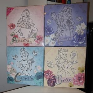 Disney Princess 4 Pack Canvas Wall Art